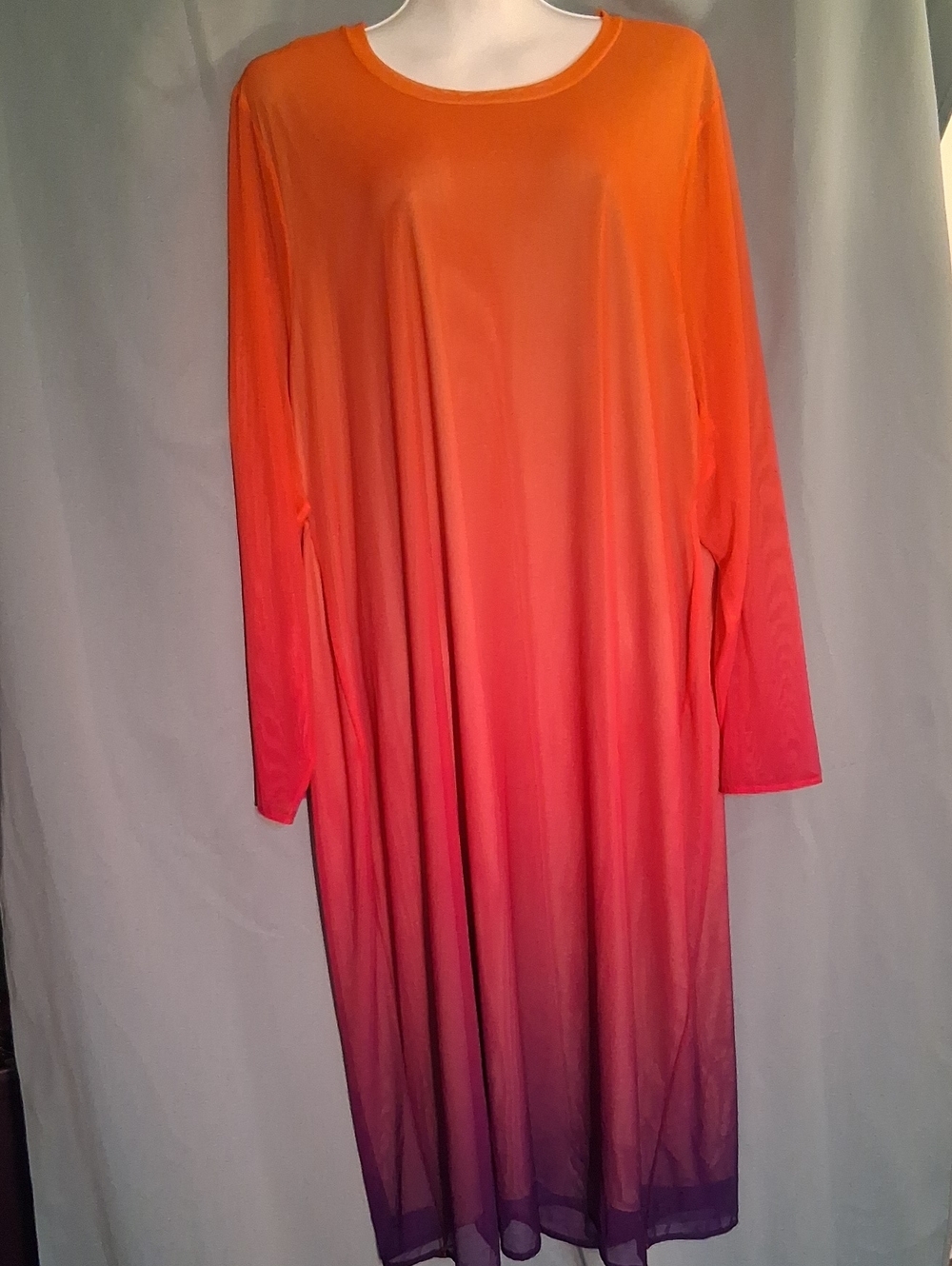 Long Sleeve Gradient Orange to Purple Maxi Dress